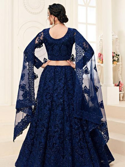 Women's Heavy Embroidered Net Lehenga