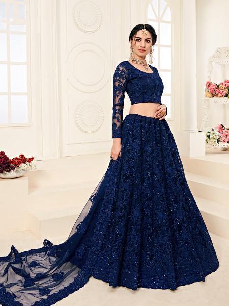 Women's Heavy Embroidered Net Lehenga