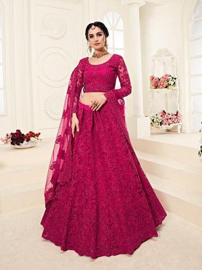 Women's Heavy Embroidered Net Lehenga