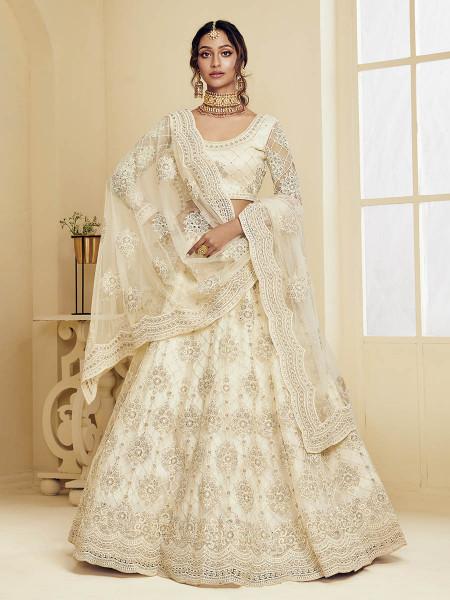 Women's Heavy Embroidered Net Bridal Lehenga