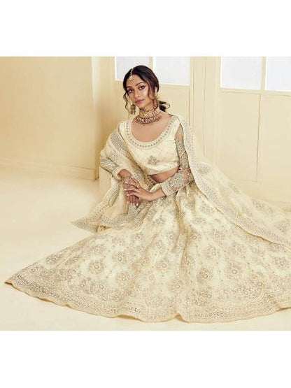 Women's Heavy Embroidered Net Bridal Lehenga