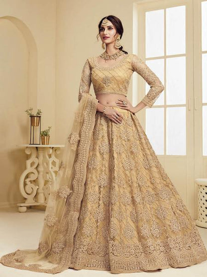 Women's Heavy Embroidered Net Bridal Lehenga