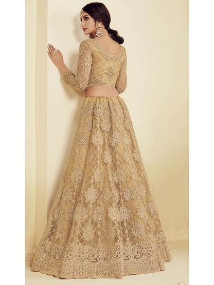 Women's Heavy Embroidered Net Bridal Lehenga