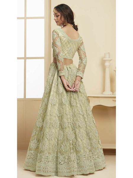 Women's Heavy Embroidered Net Bridal Lehenga