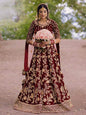 Women's Heavy Embroidered Velvet Bridal Lehenga