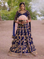 Women's Heavy Embroidered Velvet Bridal Lehenga