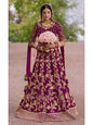 Women's Heavy Embroidered Velvet Bridal Lehenga