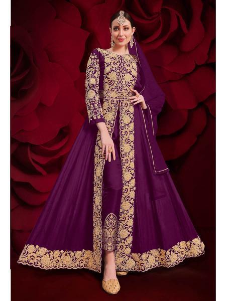 Women's Georgette Embroidered Anarkali Pant Style Suit