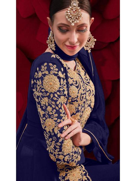 Women's Georgette Embroidered Anarkali Pant Style Suit