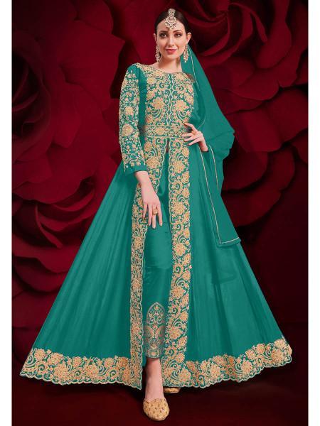 Women's Georgette Embroidered Anarkali Pant Style Suit