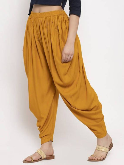 Women's Mustard Viscose Rayon Dhoti Pant