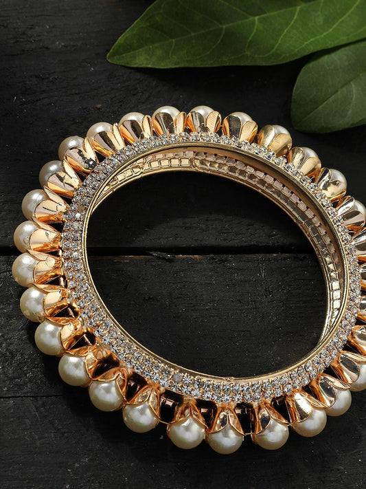 Trendy American Diamond and Pearls Design Bangles Jkbangles_003