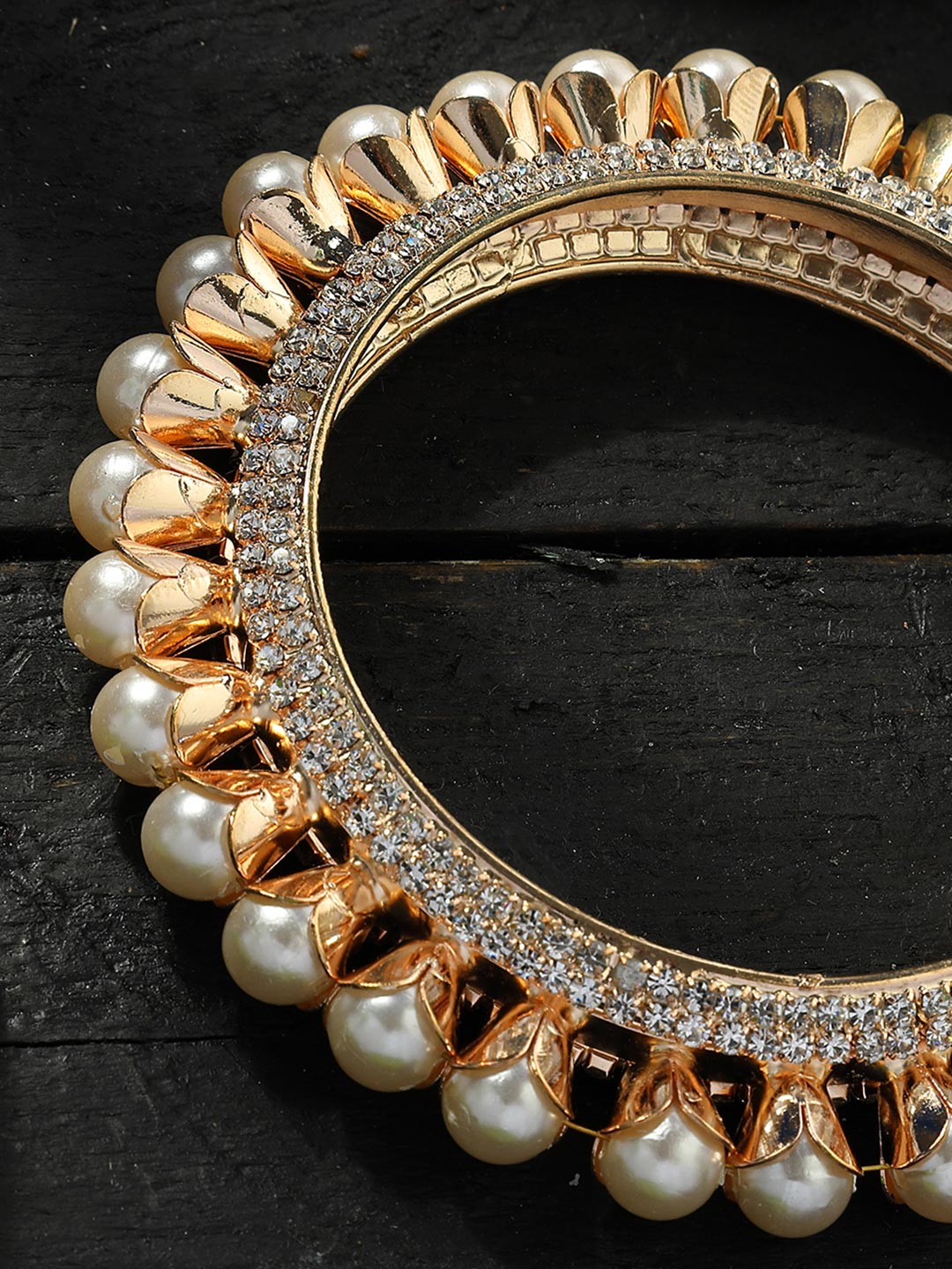 Trendy American Diamond and Pearls Design Bangles Jkbangles_003