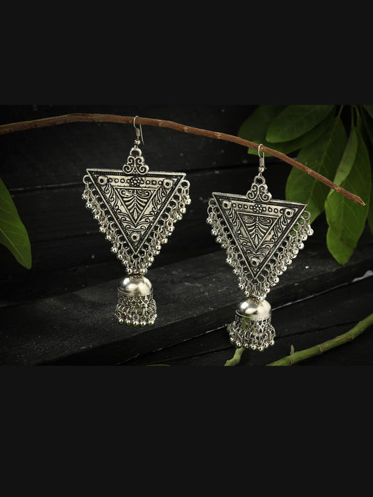 Women Triagular Silver jhumki earring by  (1 Pair earring)