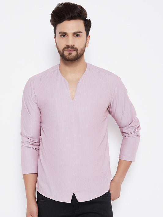 Men's Woven Design Straight Short Kurta