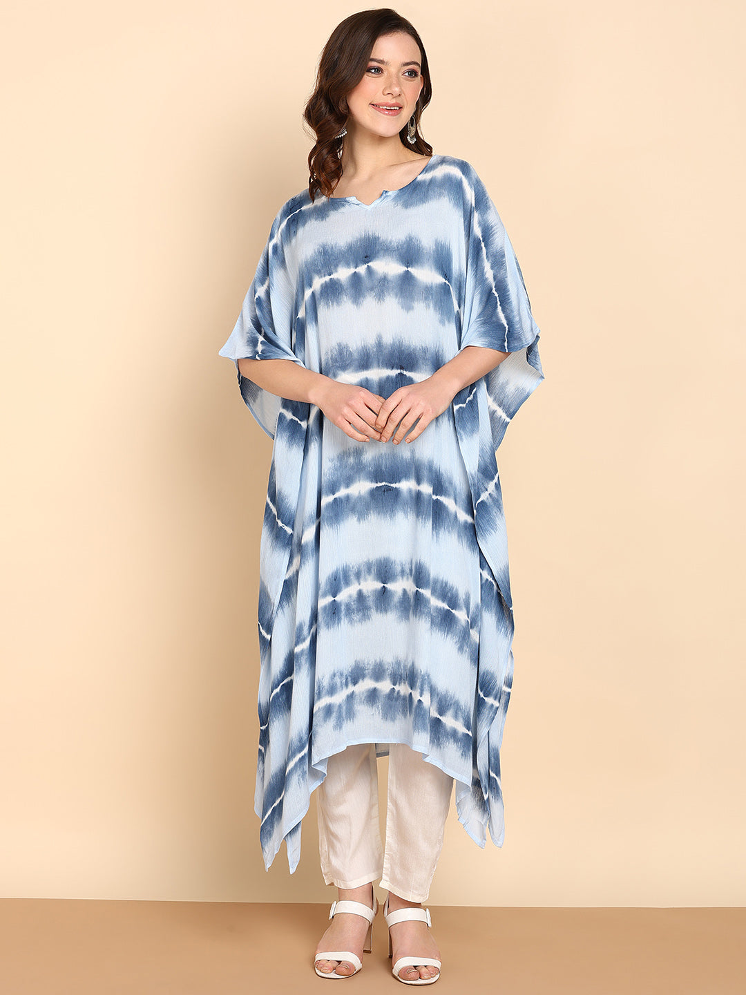 Women's Turquoise Crepe Kaftan