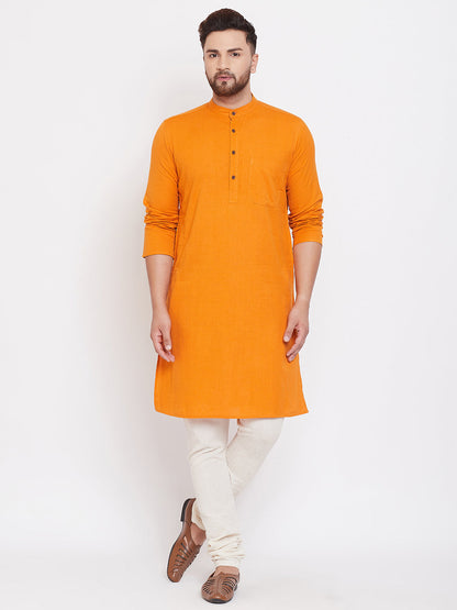 Men's Pure Cotton Kurta With Band Collar