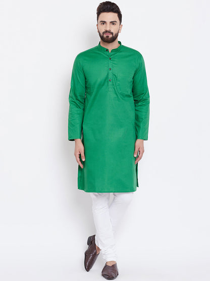 Men's Leaf Green Cotton Kurta