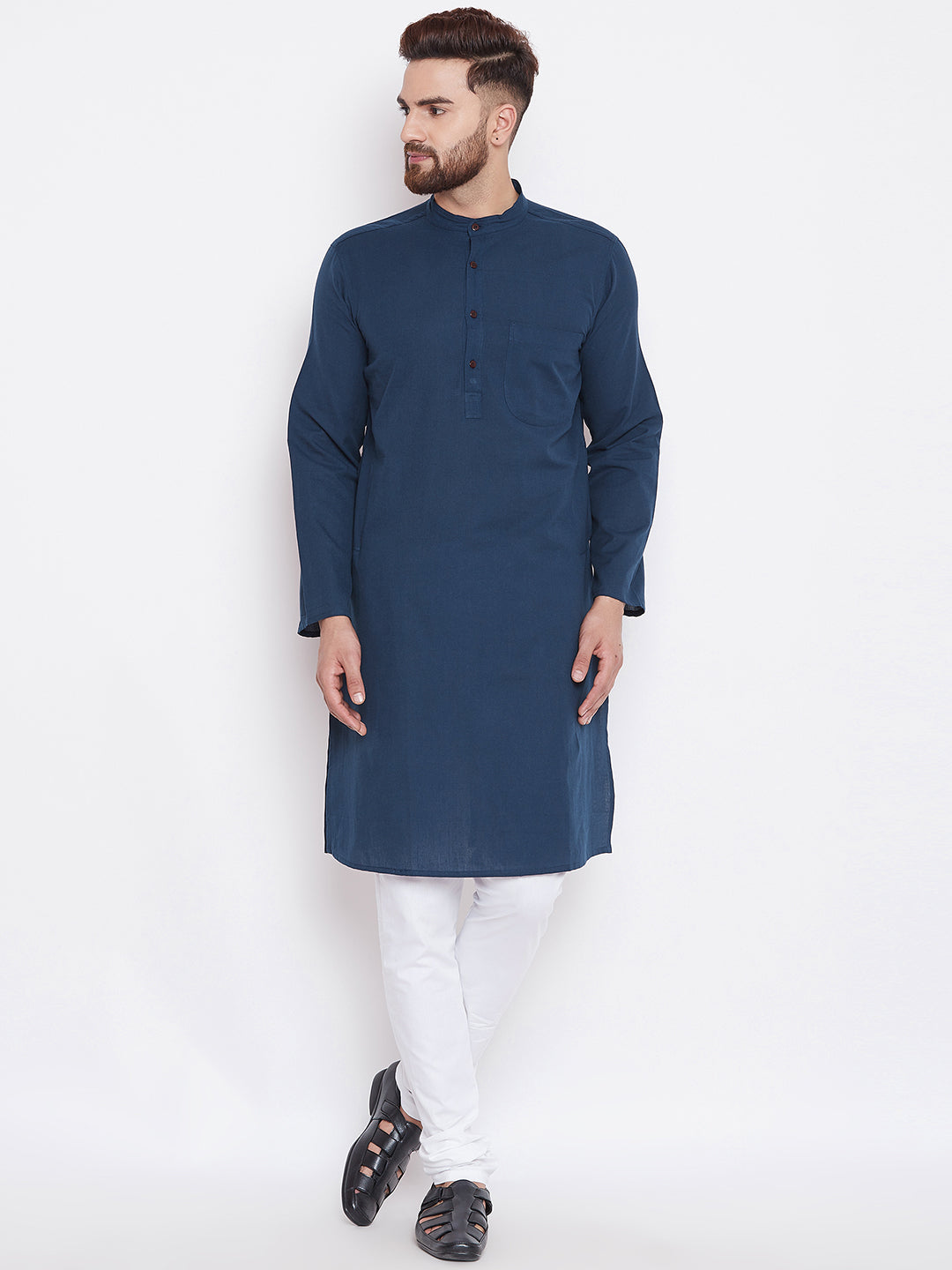 Men's Deep Blue Pure Cotton Kurta