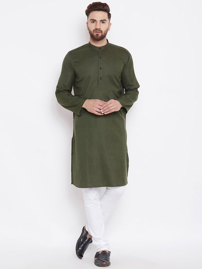 Men's Green Cotton Kurta