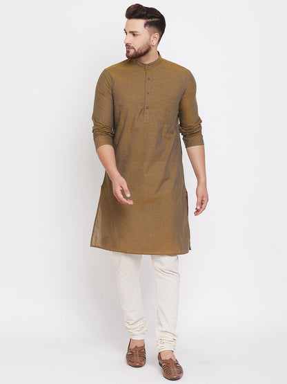 Men's Pure Cotton Kurta With Band Collar