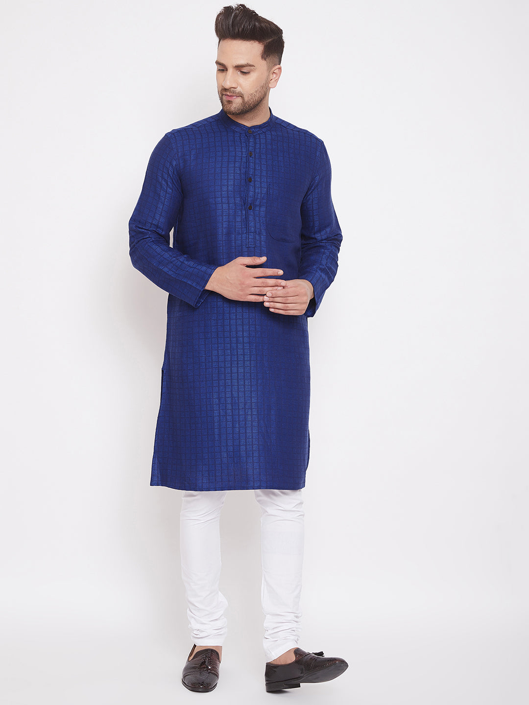 Men's Royal Blue Pure Cotton Kurta