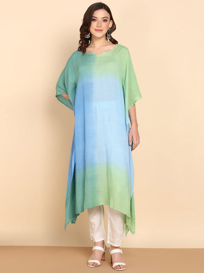 Women's Green Crepe Kaftan