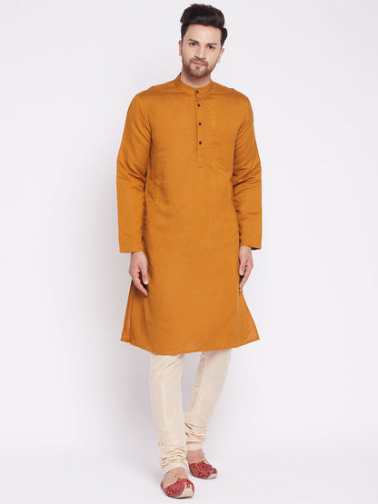 Men's Long Kurta with Band Collar -