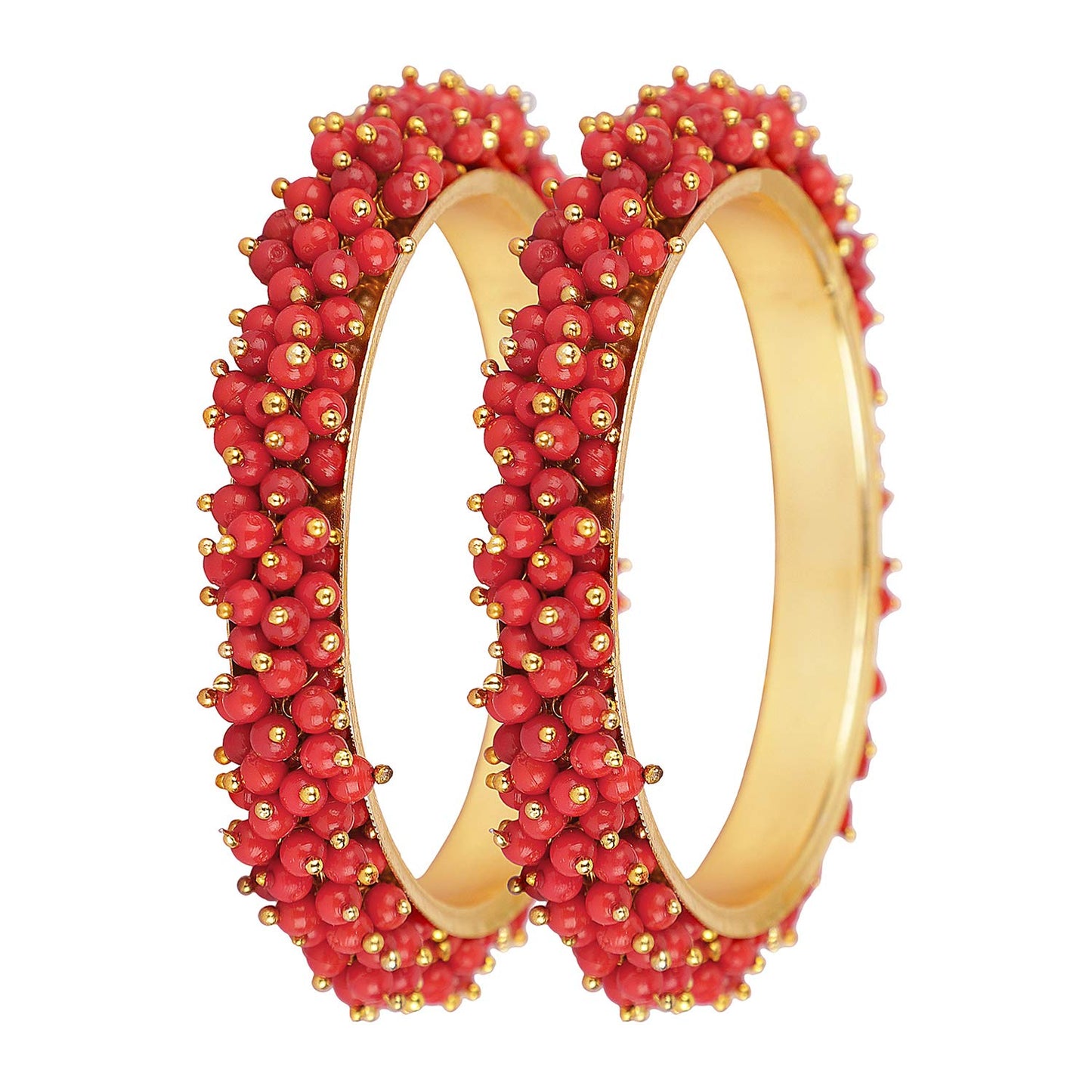 Women's Gold-Plated Beads Work Bangles