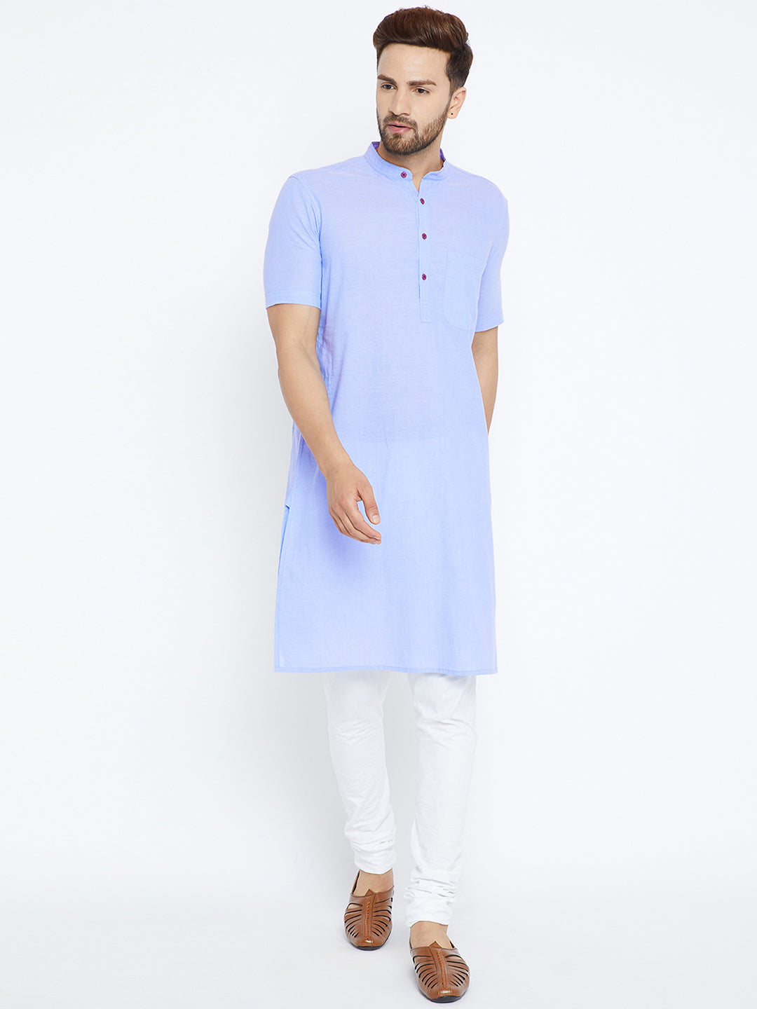 Men's Blue Pure Cotton Kurta