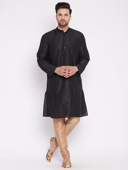 Men's Long Kurta with Band Collar -