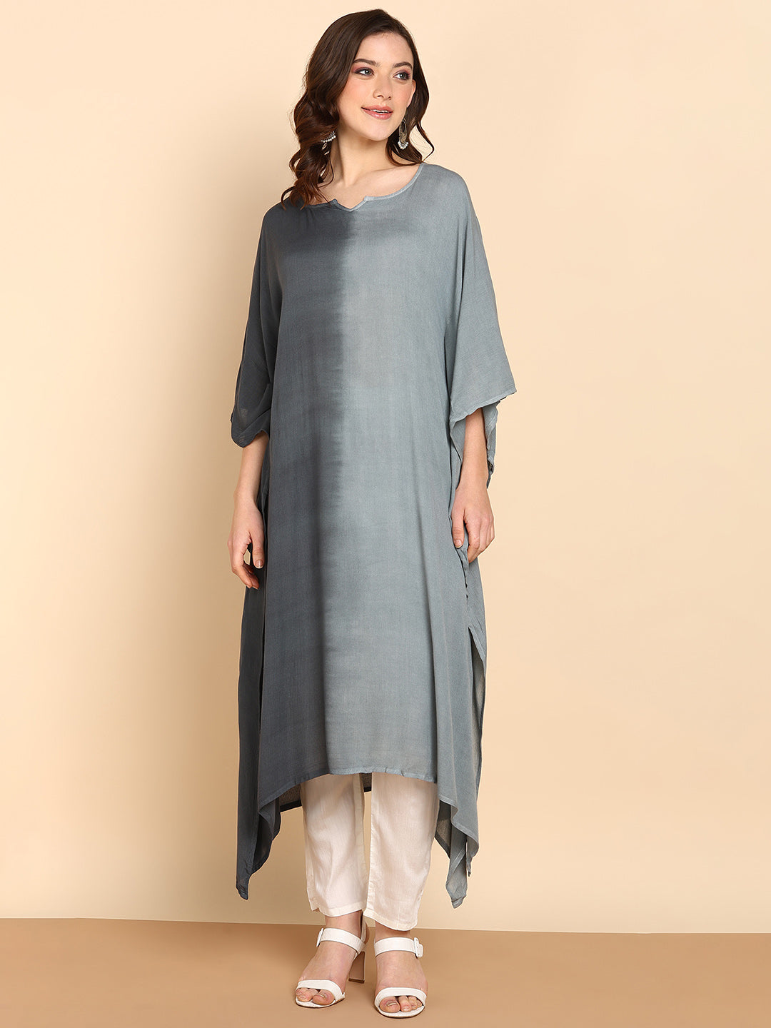 Women's Grey Crepe Kaftan