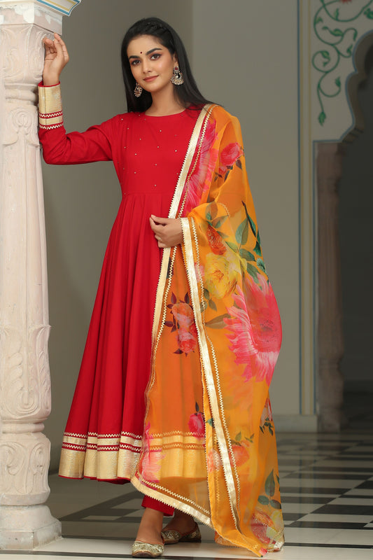 Women's  Gulbahar Anarkali with Dupatta