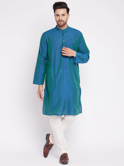 Men's Long Kurta with Band Collar -