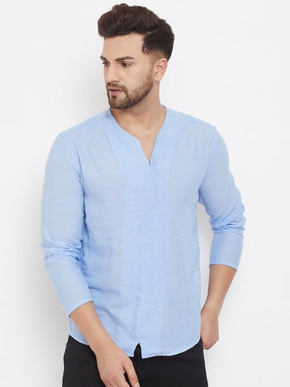 Men's Blue Summer Casual Shirt Kurta