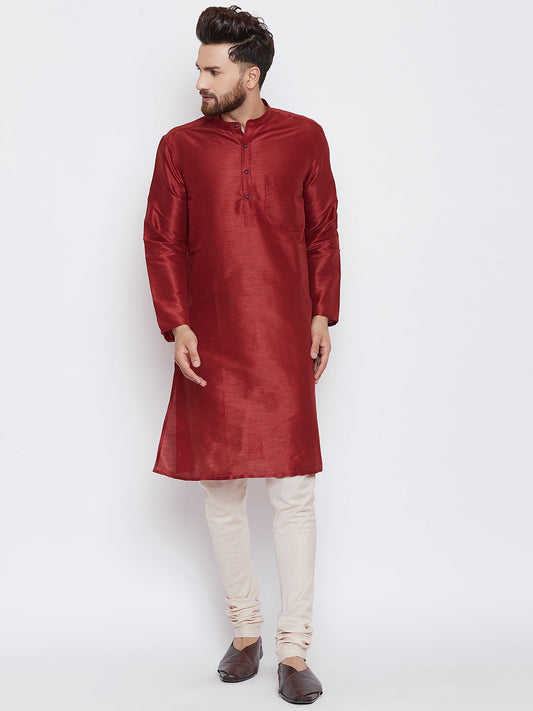 Men's Maroon Festive Kurta