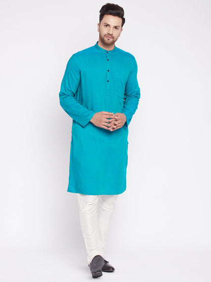 Men's Long Kurta with Band Collar -