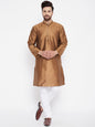 Men's Woven Design Brown Straight  Kurta