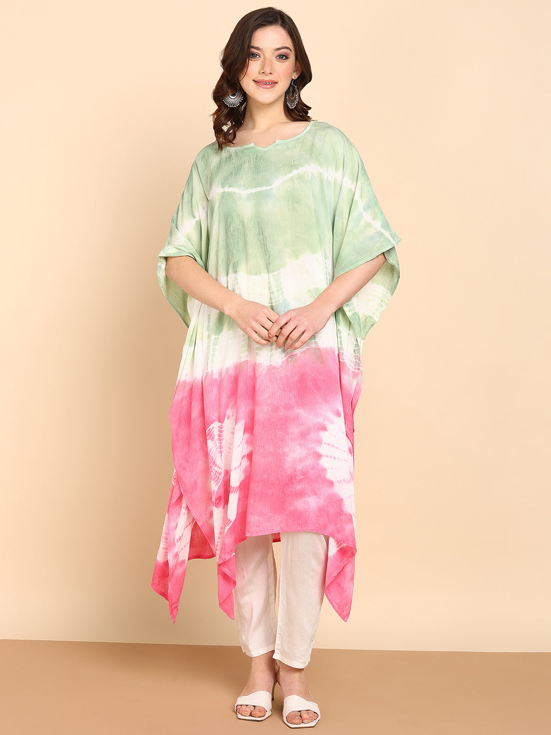 Women's Sea Green Crepe Kaftan