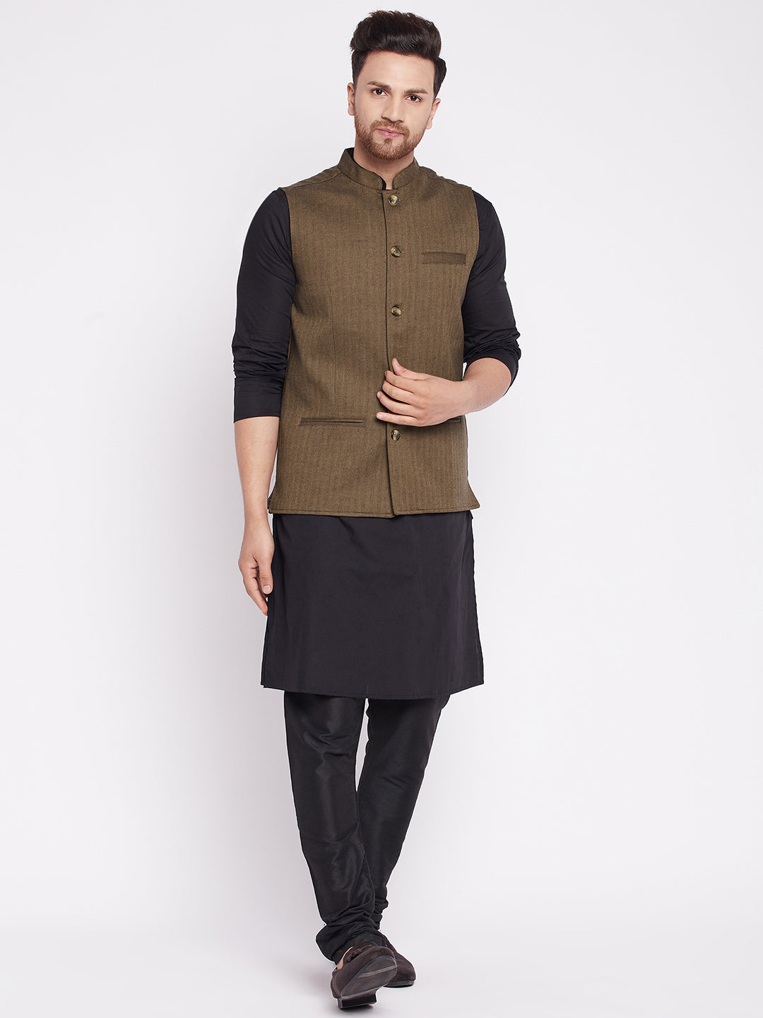 Men's Nehru Jacket with welt pockets -