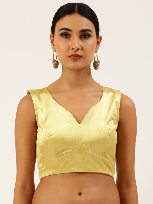 Women's Yellow Toned Velvet Readymade Blouse