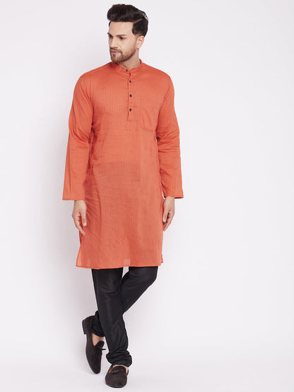 Men's Long Kurta with Band Collar -