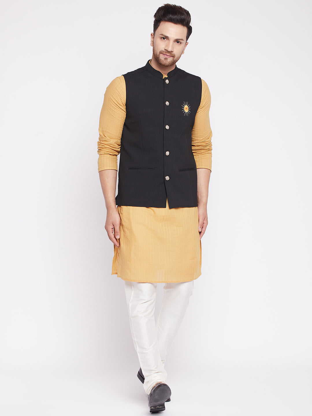 Men Black Nehru Jacket by  (1 Pc Set)