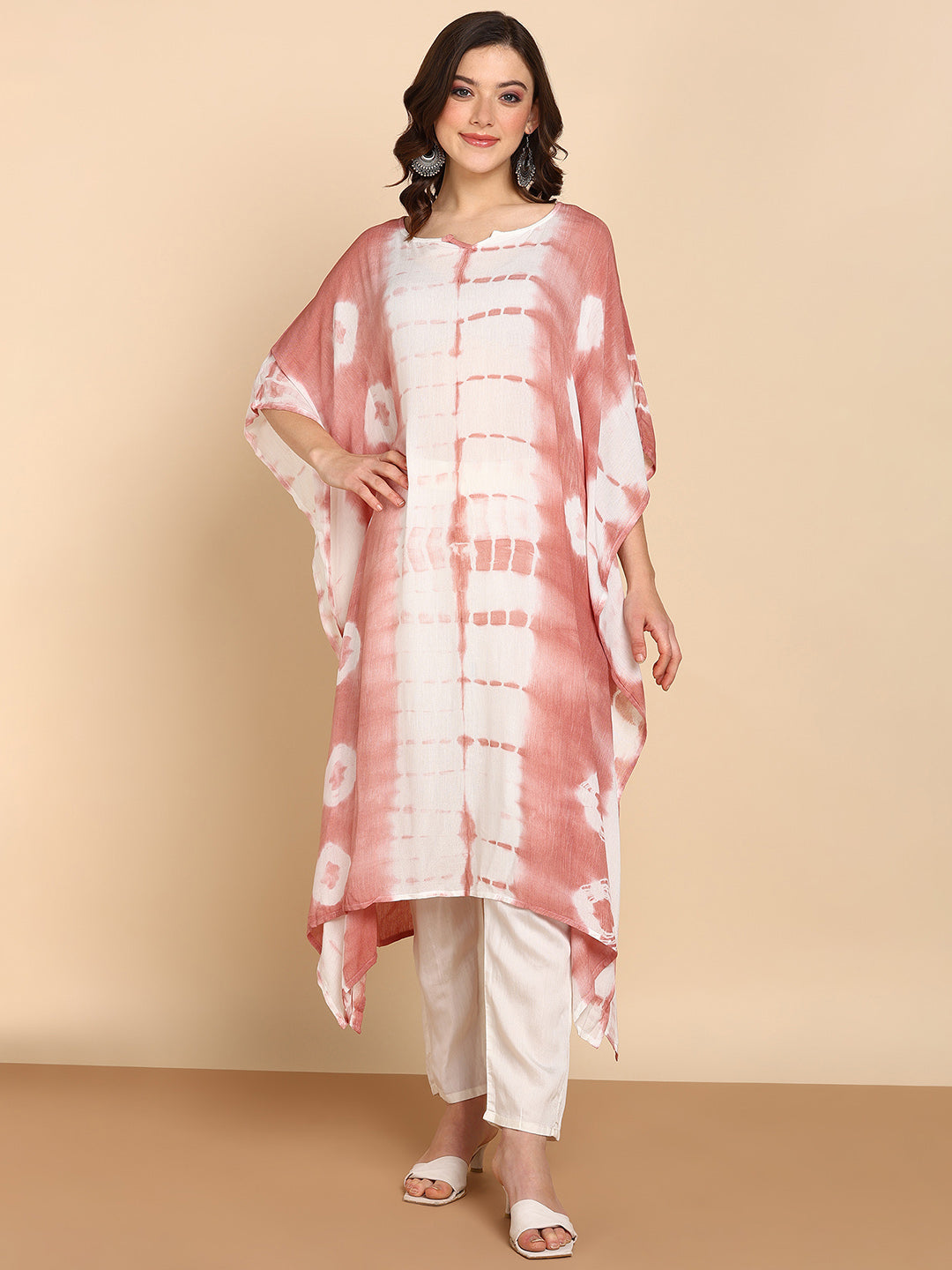 Women's Peach Crepe Kaftan