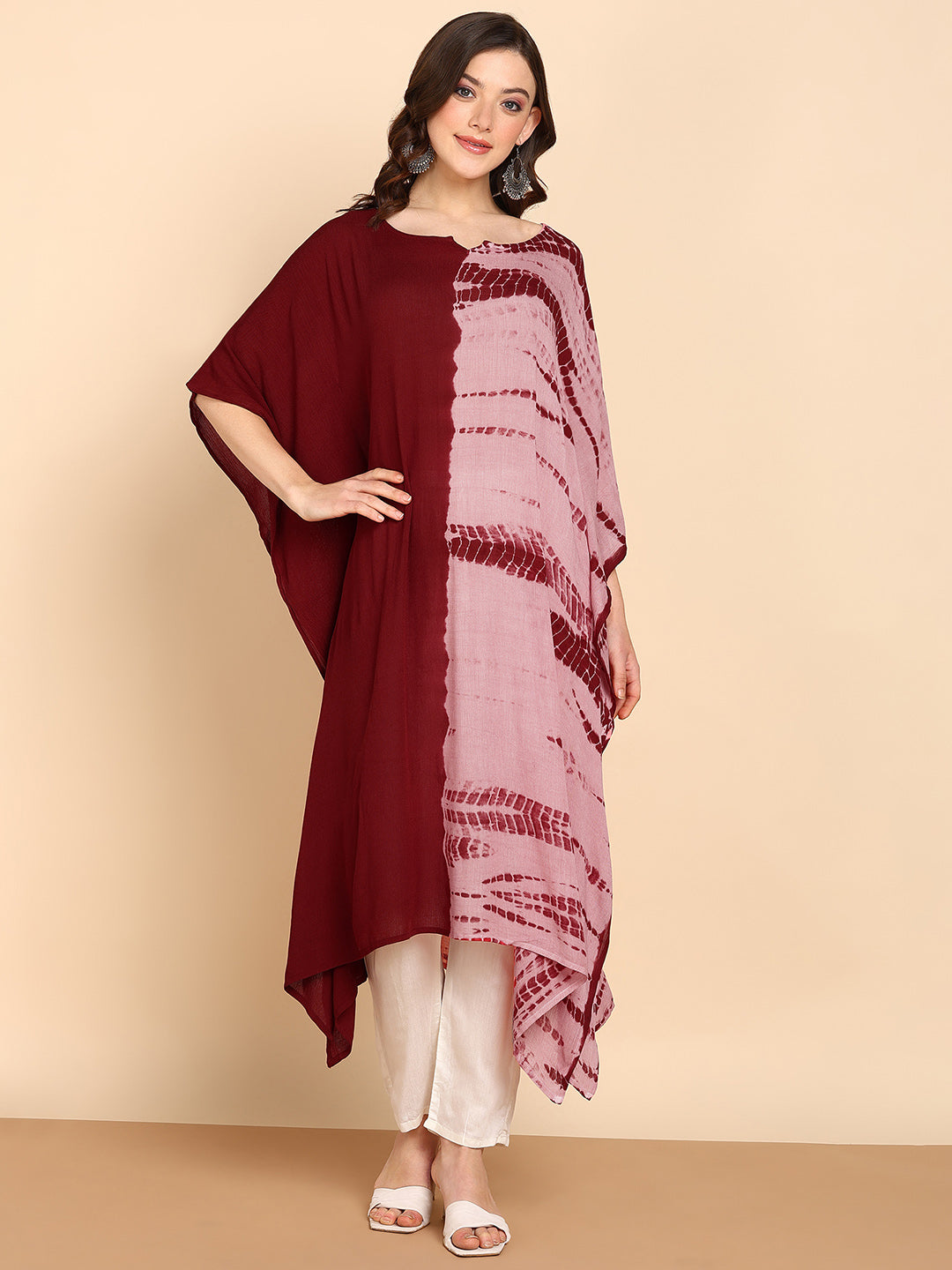 Women's Red Crepe Kaftan