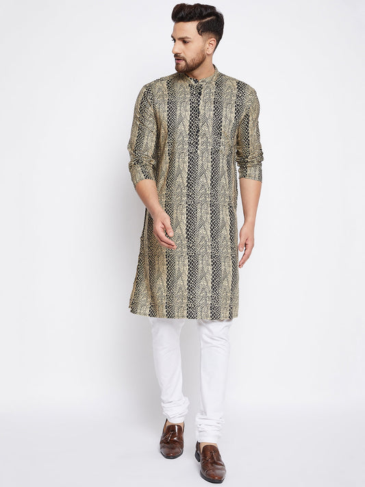 Men's Printed Design Straight Kurta