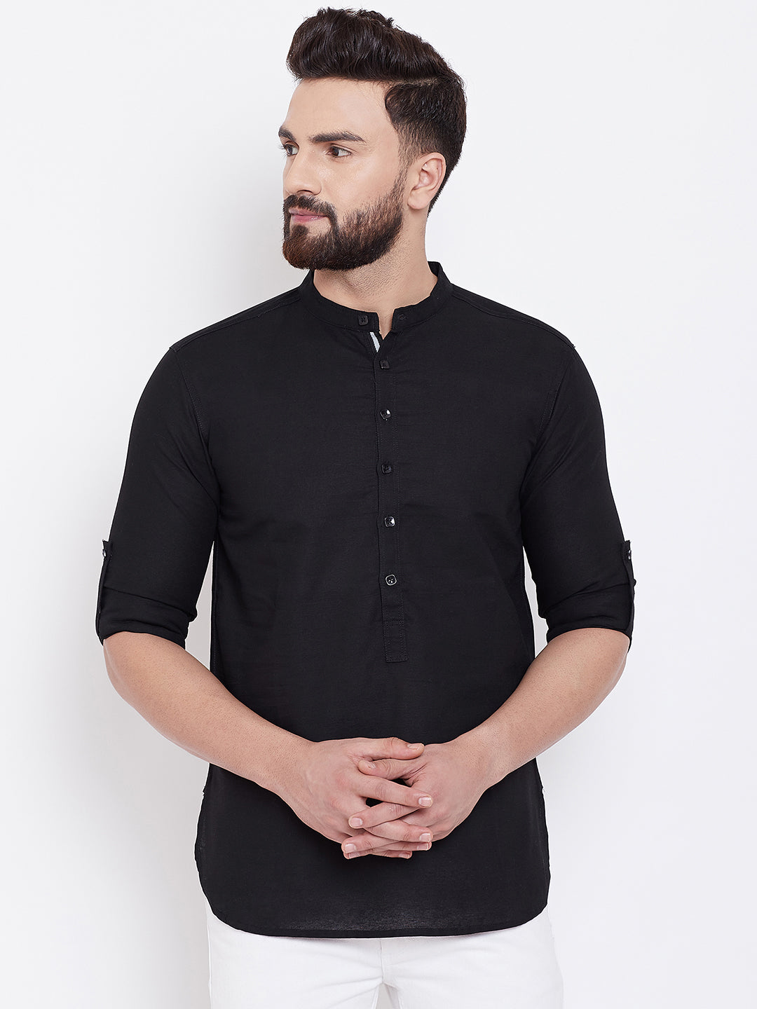 Men's Black Linen Shirt Kurta