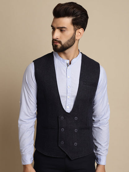 Men's Woolen Double Breast Waist Coat