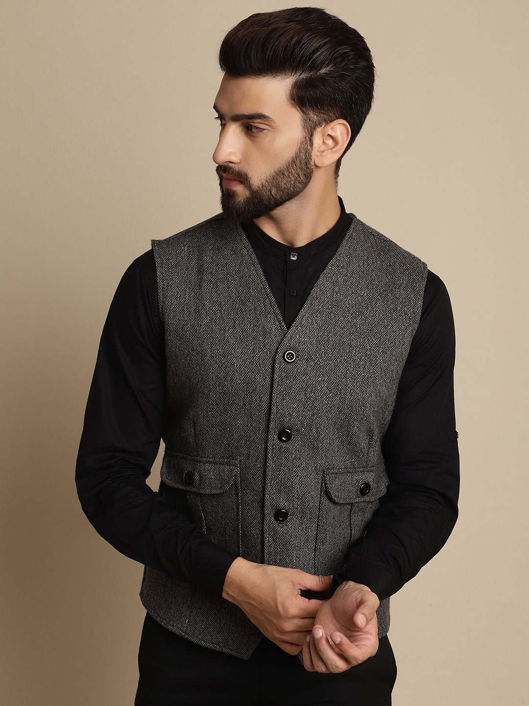 Men's Woolen Waistcaot With Patch Pocket