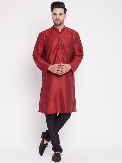 Men's Long Kurta with Band Collar -